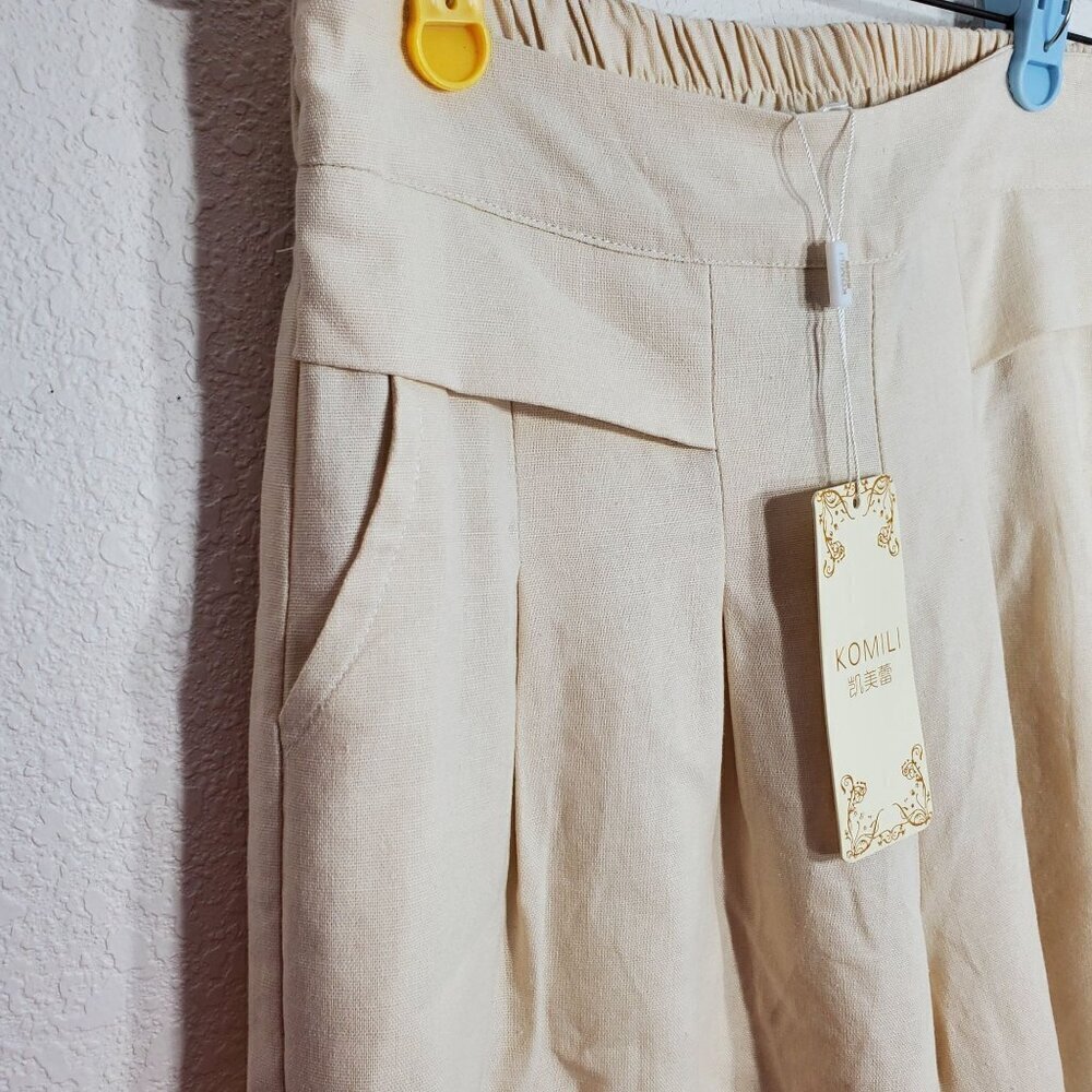 Komili Womens Wide Leg Palazzo Beige Pants Size Asian 2XL Dress Pants - Picture 9 of 12